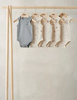5 Pack Pure Cotton Bodysuits (0-24 Months)