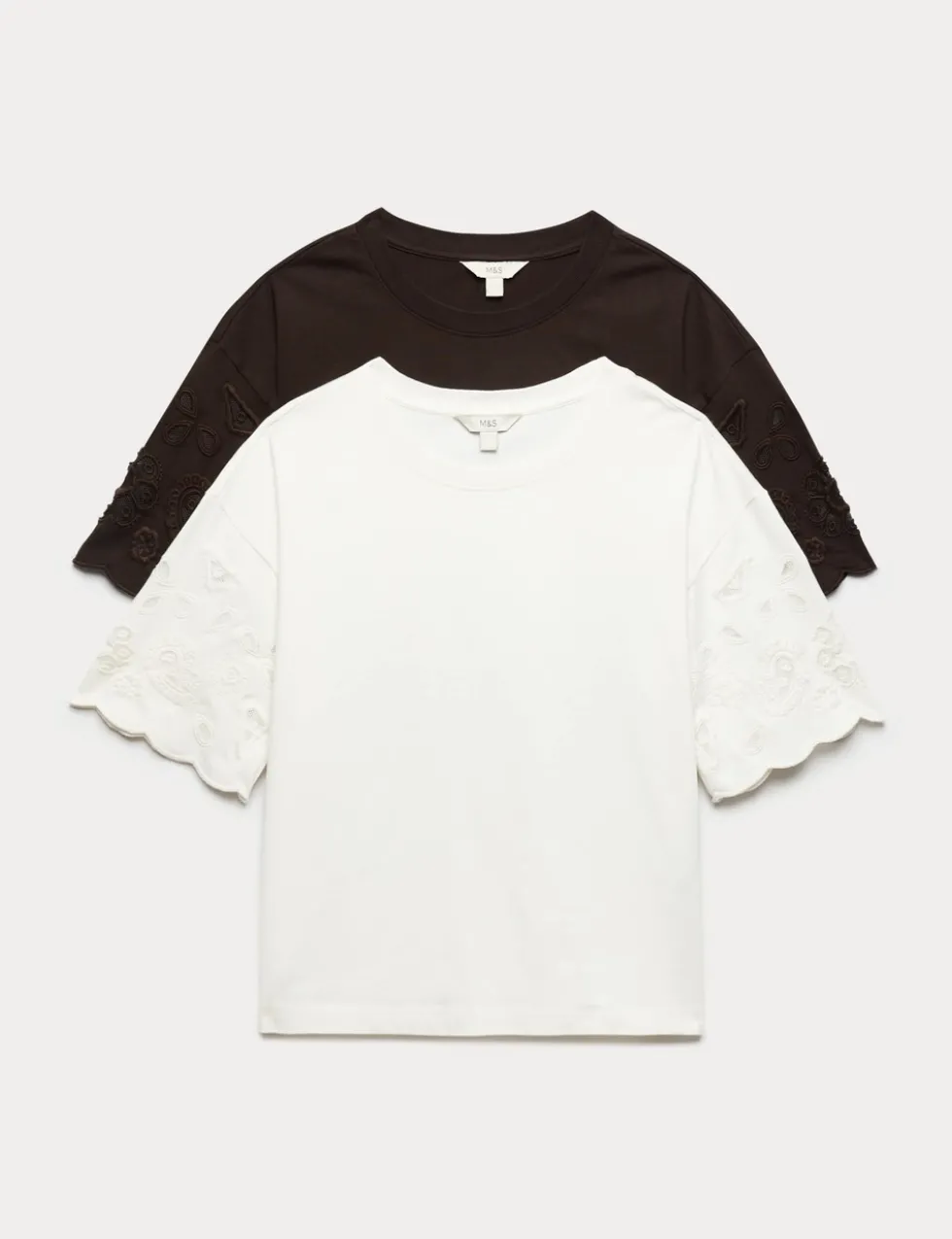2 Pack Pure Cotton Broderie Tops