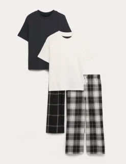 2 Pack Pure Cotton Checked Pyjama Sets (6-16 Yrs)