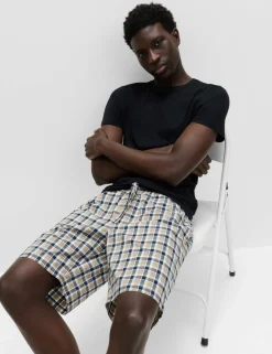 2 Pack Pure Cotton Checked Pyjama Shorts