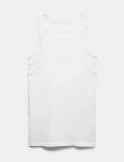 3 Pack Pure Cotton Classic Sleeveless Mesh Vests