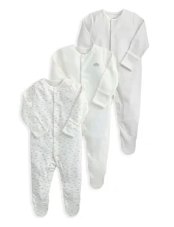 3 Pack Pure Cotton Cloud Sleepsuits (0-24 Mths)