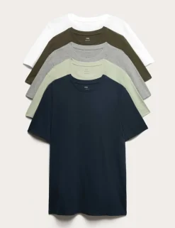 5 Pack Pure Cotton Crew Neck T-Shirts