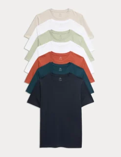 7 Pack Pure Cotton Crew Neck T-Shirts