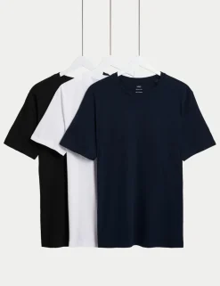 3 Pack Pure Cotton Crew Neck T-Shirts