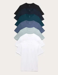 7 Pack Pure Cotton Crew Neck T-Shirts