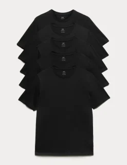 5 Pack Pure Cotton Crew Neck T-Shirts