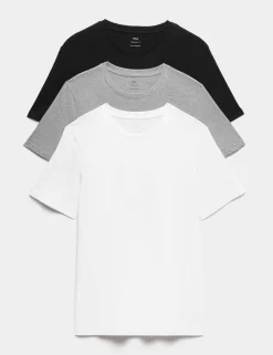 3 Pack Pure Cotton Crew Neck T-Shirts