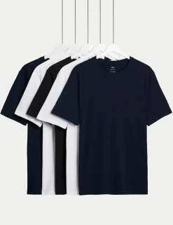 5 Pack Pure Cotton Crew Neck T-Shirts