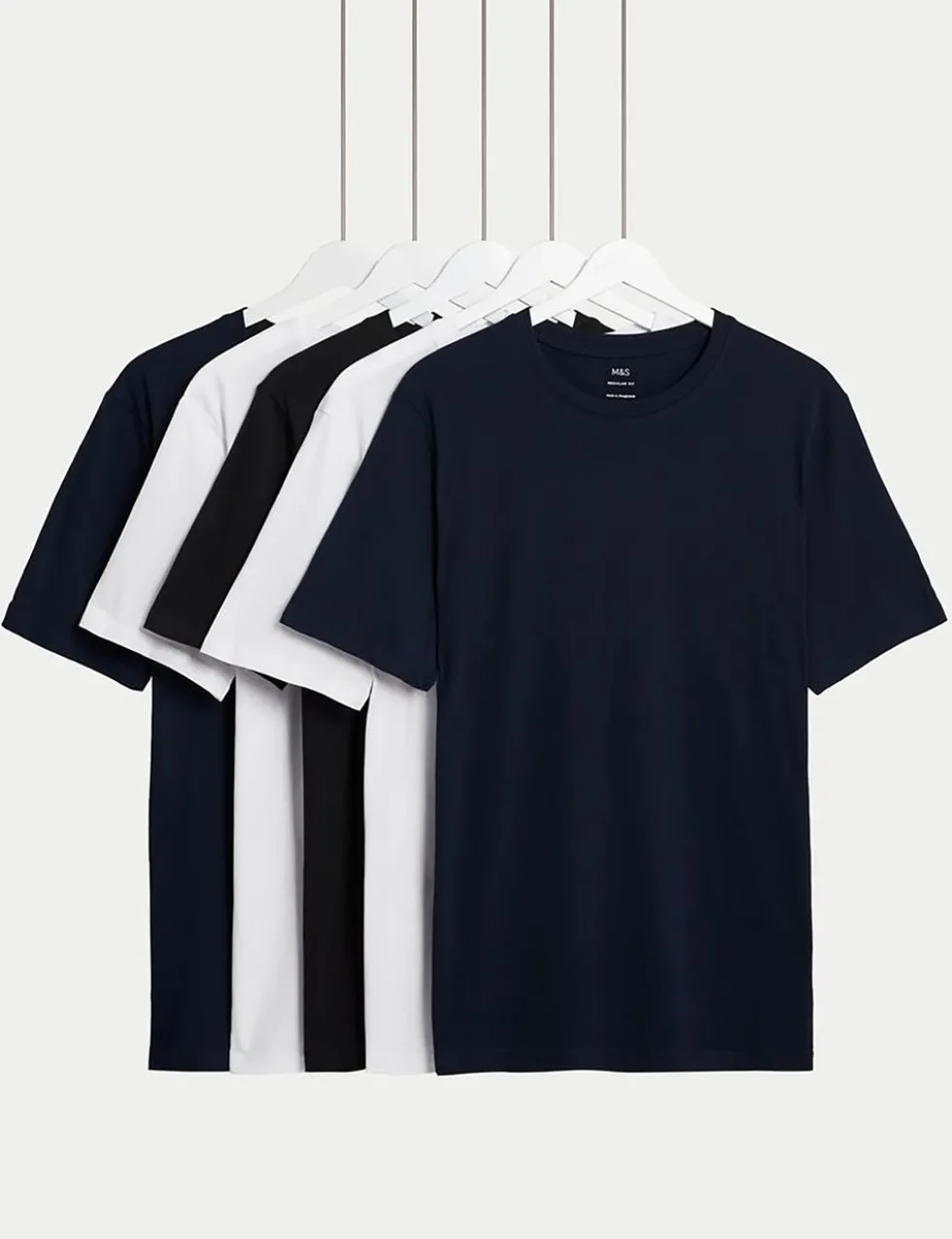 5 Pack Pure Cotton Crew Neck T-Shirts