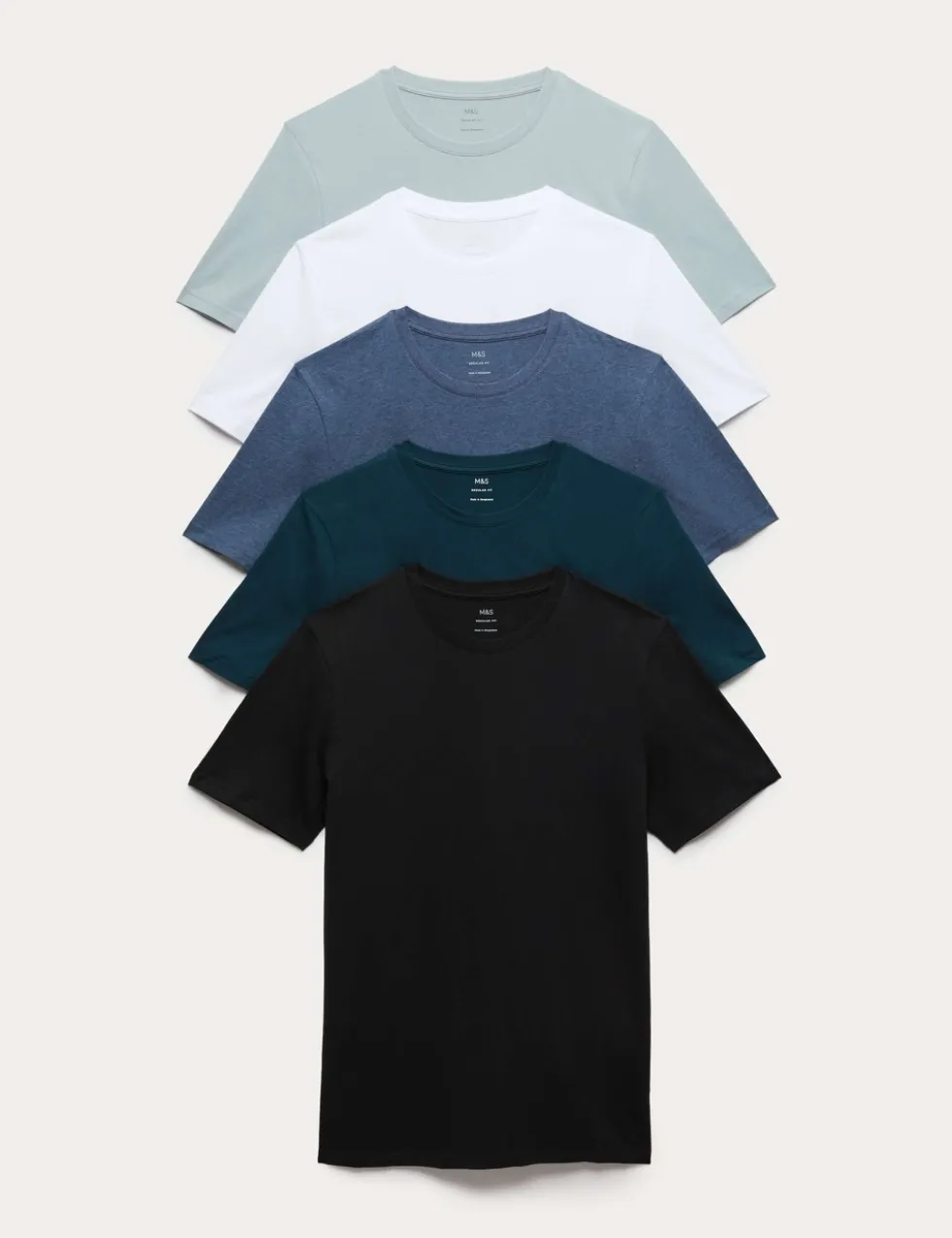 5 Pack Pure Cotton Crew Neck T-Shirts
