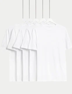 5 Pack Pure Cotton Crew Neck T-Shirts