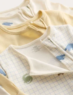 3 Pack Pure Cotton Dinosaur Print Sleepsuits (0 Mths-3 Yrs)