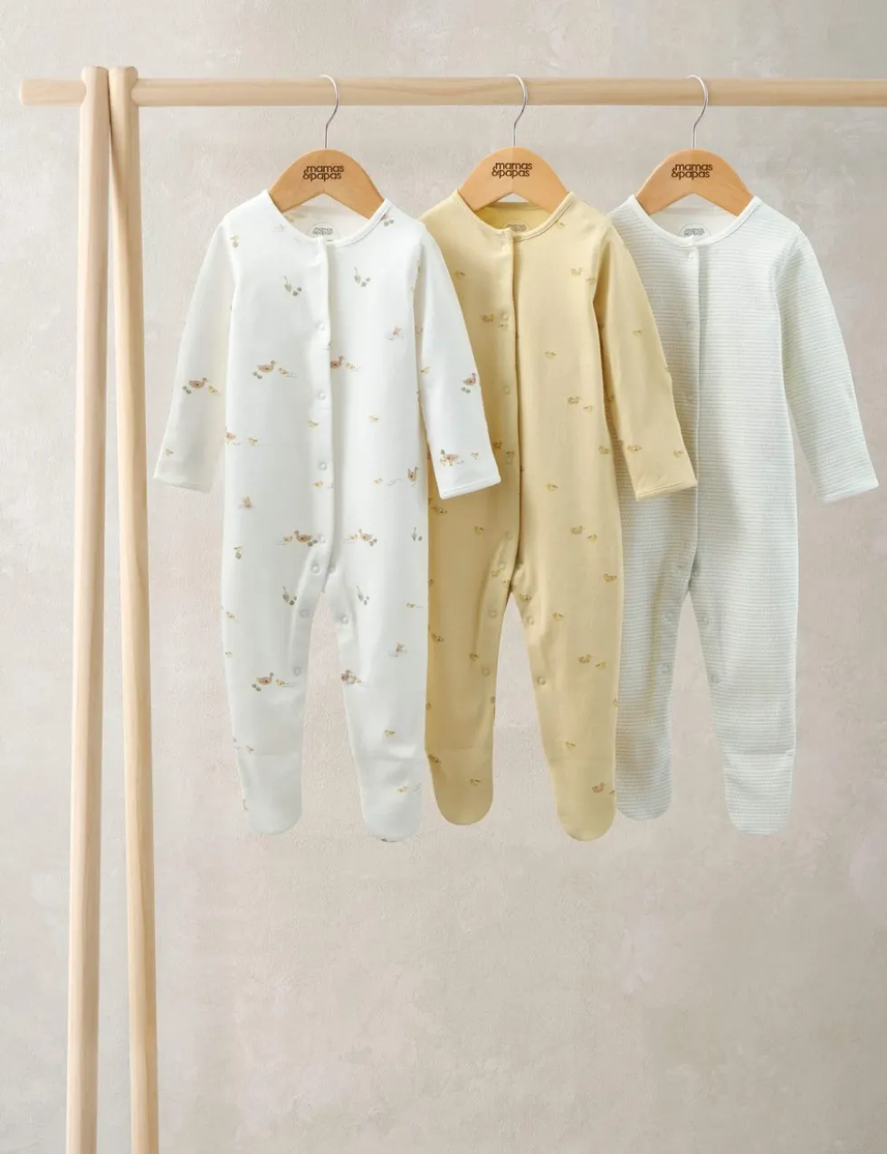3 Pack Pure Cotton Duck Print Sleepsuits (6½lbs-24 Mths)