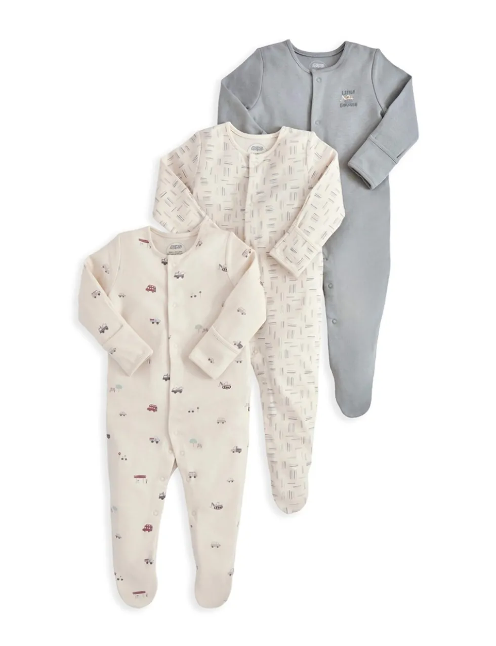 3 Pack Pure Cotton Explorer Sleepsuits (0-24 Months)