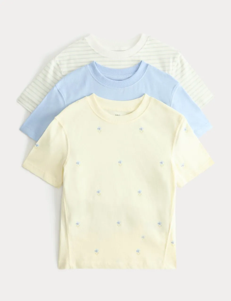 3 Pack Pure Cotton Floral T-Shirts (2-8 Yrs)