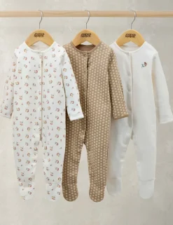 3 Pack Pure Cotton Floral Sleepsuits (0-24 Mths)