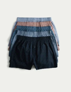 5 Pack Pure Cotton Foulard Woven Boxers