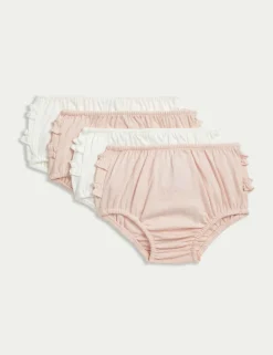 4 Pack Pure Cotton Frilly Knickers (7lbs-3 Yrs)
