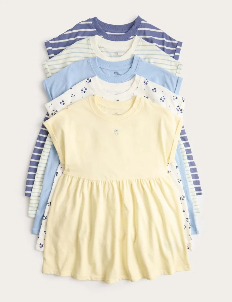 5 Pack Pure Cotton Jersey Dresses (2-8 Yrs)