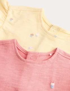 2 Pack Pure Cotton Jersey Cupcake Dresses (0-3 Yrs)