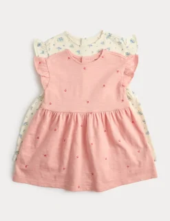 2 Pack Pure Cotton Jersey Polka Dot Dresses (0-3 Yrs)