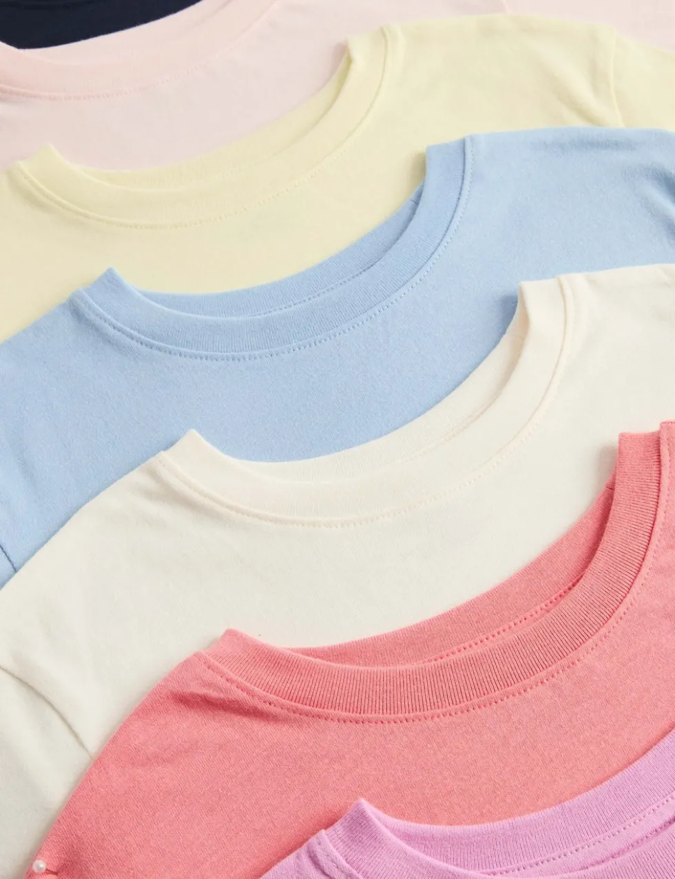 7 Pack Pure Cotton Jersey Short Sleeve T-Shirts (2-8 Yrs)