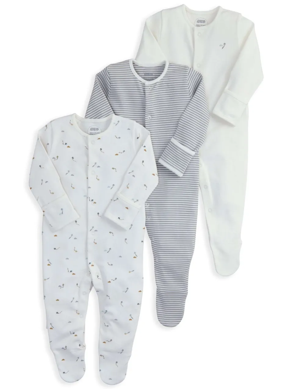 3 Pack Pure Cotton Kite Sleepsuits