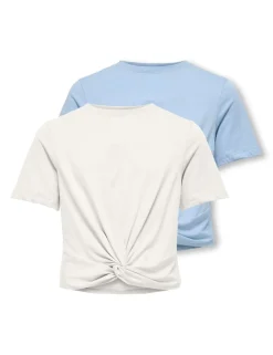 2 Pack Pure Cotton Knot Hem T-Shirts (7-14 Yrs)