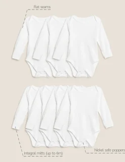 7 Pack Pure Cotton Long Sleeve Bodysuits (5lbs-3 Yrs)