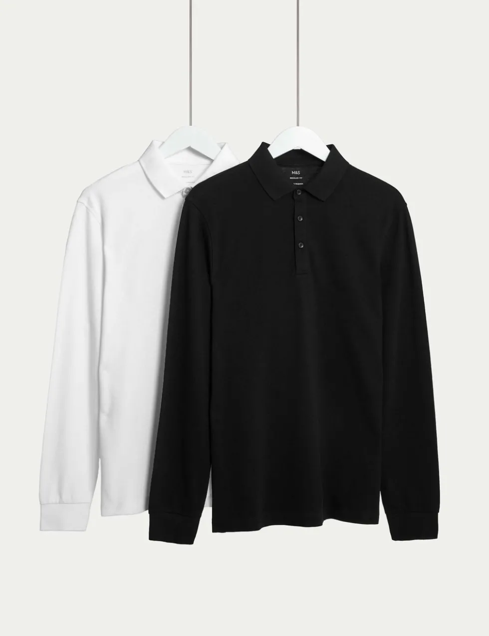 2 Pack Pure Cotton Long Sleeve Polo Shirts