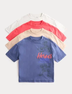 4 Pack Pure Cotton Marvel™ T-Shirts (2-8 Yrs)