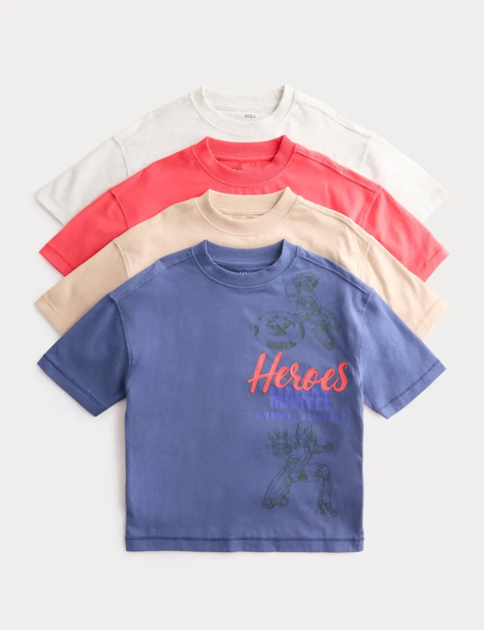 4 Pack Pure Cotton Marvel™ T-Shirts (2-8 Yrs)
