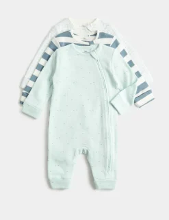3 Pack Pure Cotton Nautical Sleepsuits (6½lbs-3 Yrs)