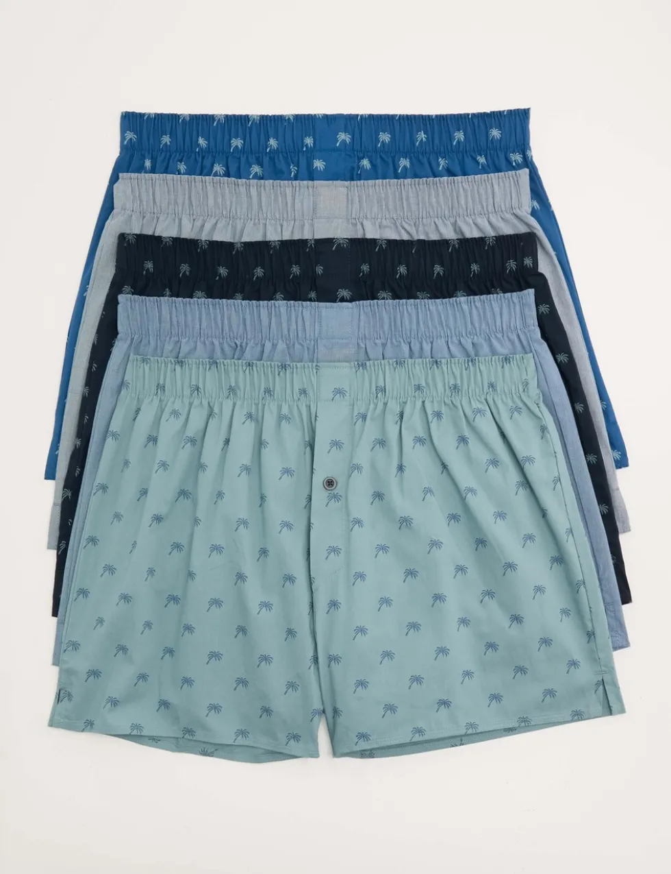 5 Pack Pure Cotton Palm Print Woven Boxers