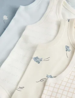 7 Pack Pure Cotton Patterned Bodysuits (7lbs-3 Yrs)