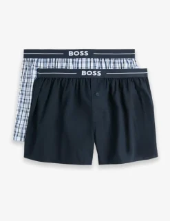 2 Pack Pure Cotton Plain Checked Boxers