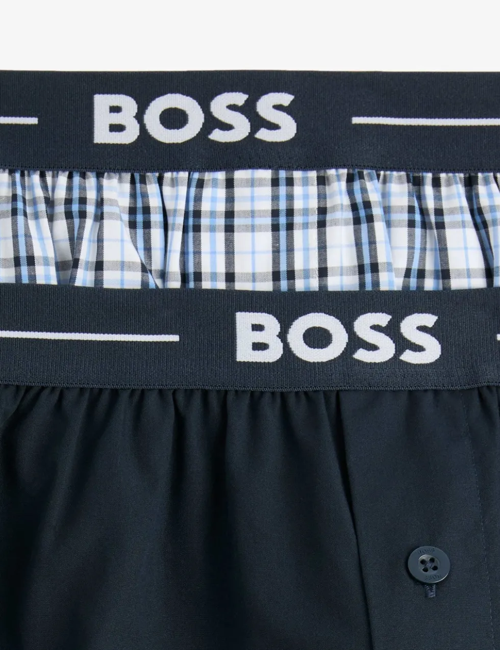 2 Pack Pure Cotton Plain Checked Boxers
