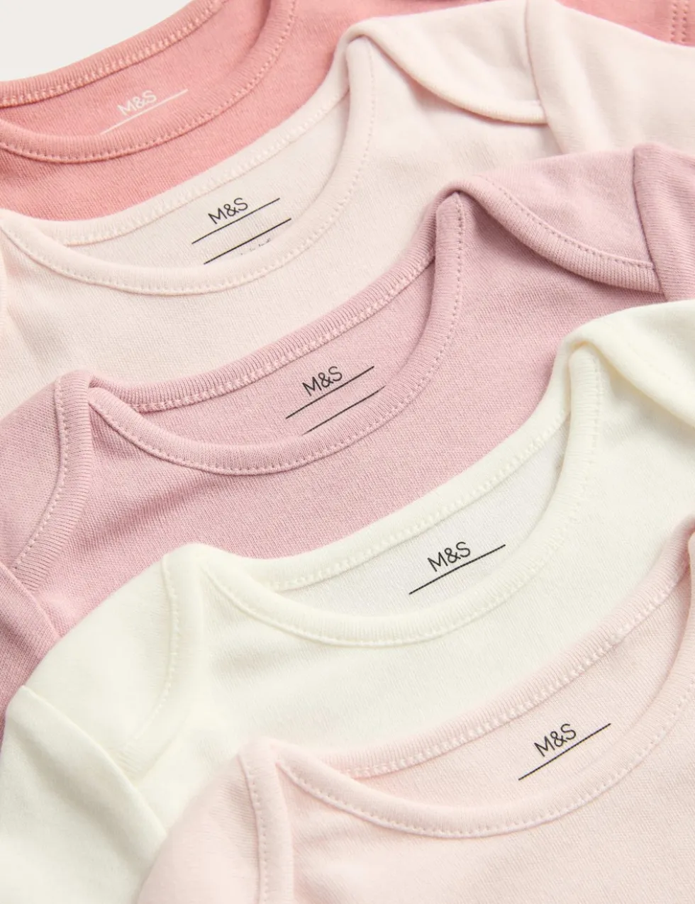 5 Pack Pure Cotton Plain Short Sleeve Bodysuits (0-3 Yrs)