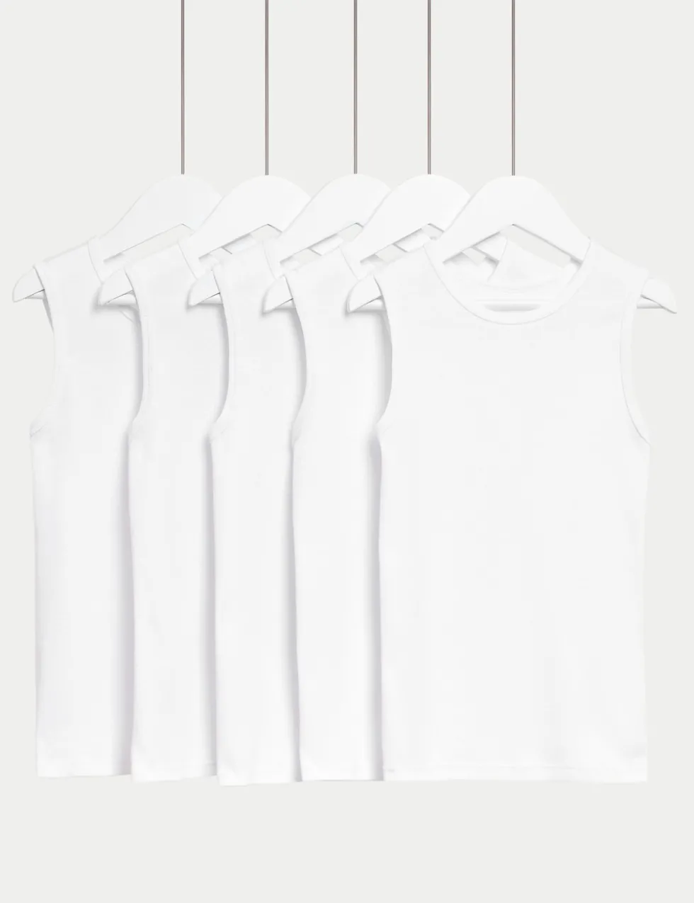 5 Pack Pure Cotton Plain Vests (2-14 Yrs)