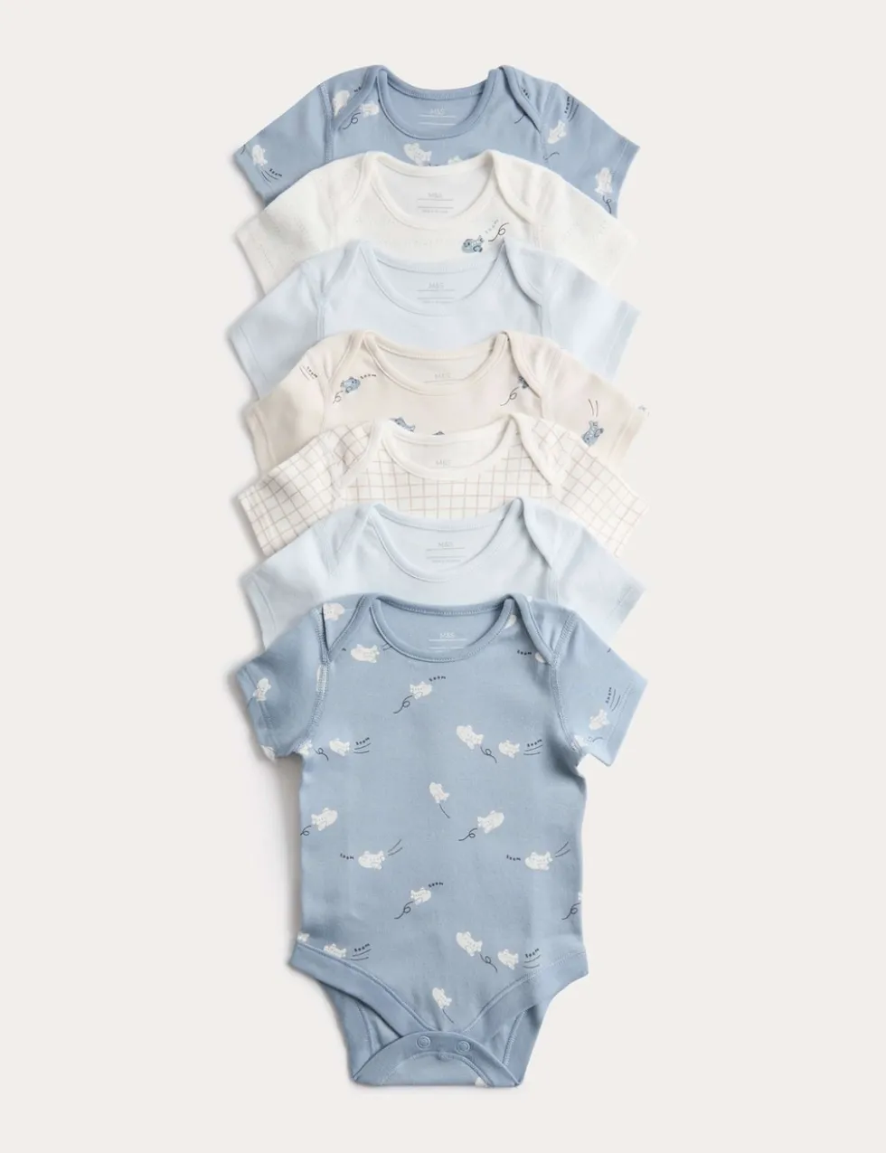 7 Pack Pure Cotton Plane Bodysuits (5lbs-3 Yrs)
