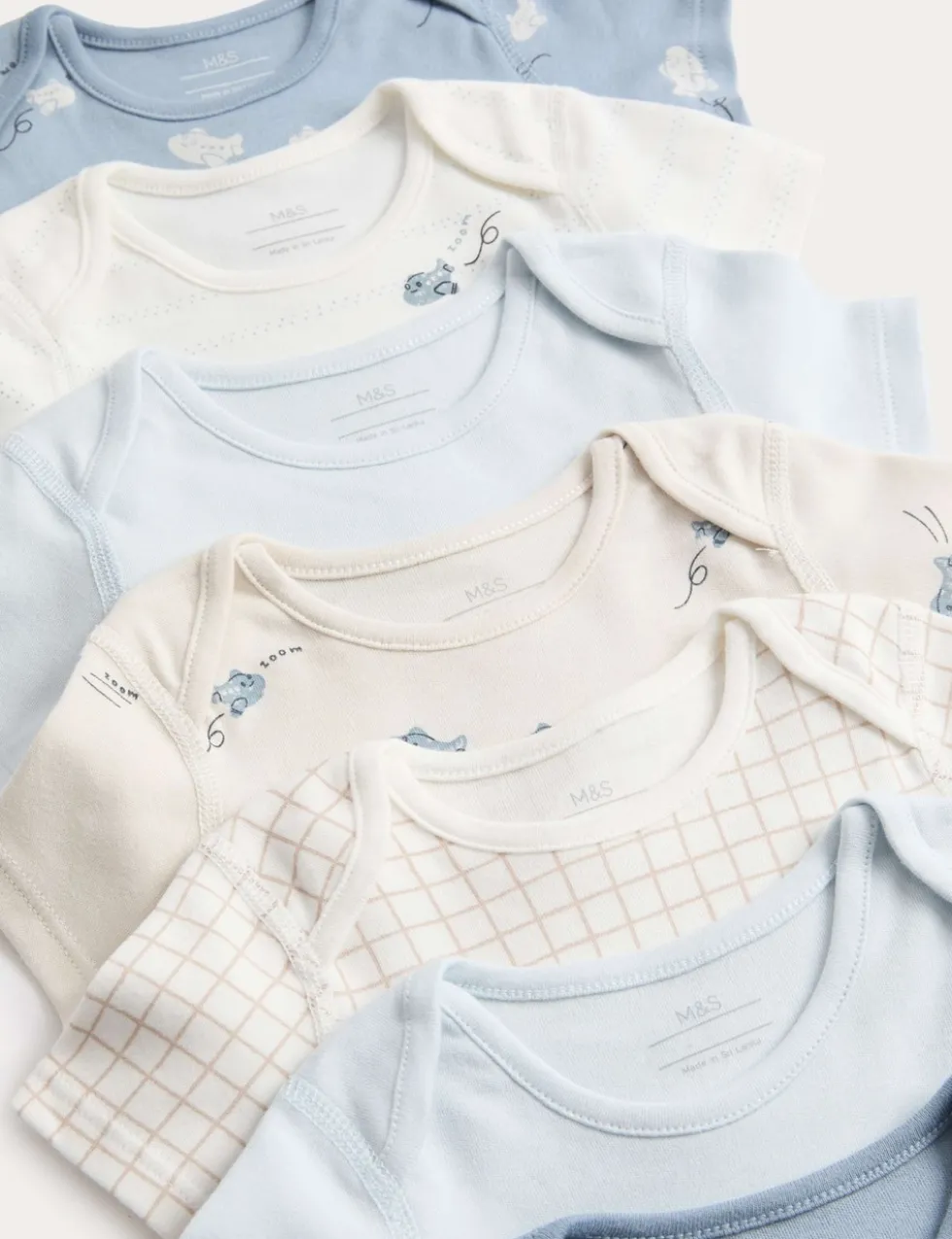 7 Pack Pure Cotton Plane Bodysuits (5lbs-3 Yrs)