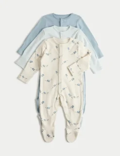 3 Pack Pure Cotton Plane Sleepsuits (5lbs-3 Yrs)