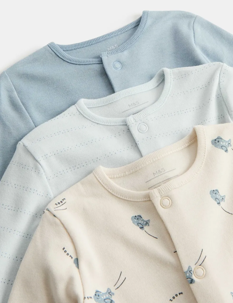 3 Pack Pure Cotton Plane Sleepsuits (5lbs-3 Yrs)