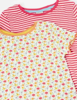 2 Pack Pure Cotton Pointelle T-Shirts (1-12 Yrs)