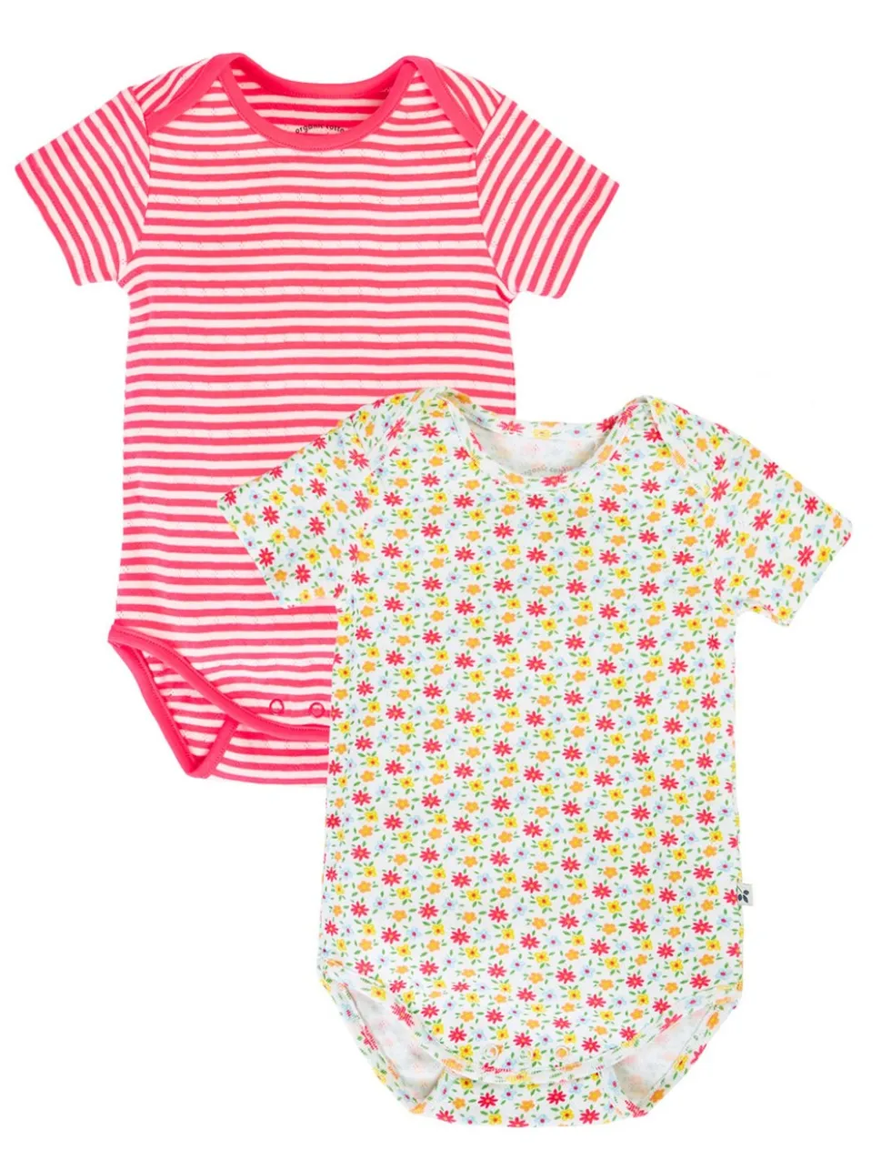 2 Pack Pure Cotton Pointelle Bodysuits (7lbs-24 Mths)