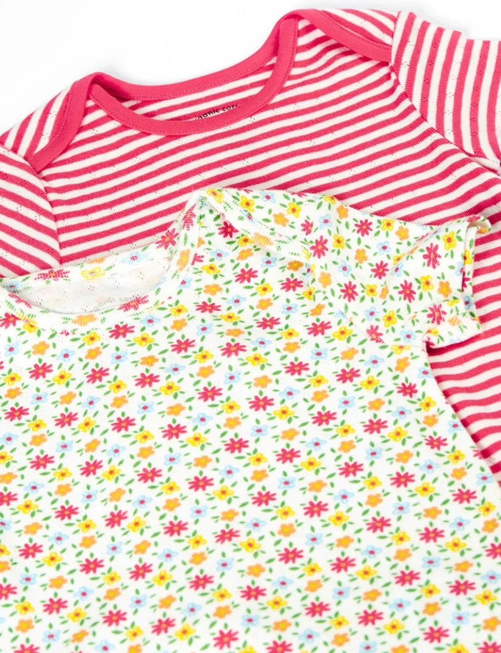2 Pack Pure Cotton Pointelle Bodysuits (7lbs-24 Mths)