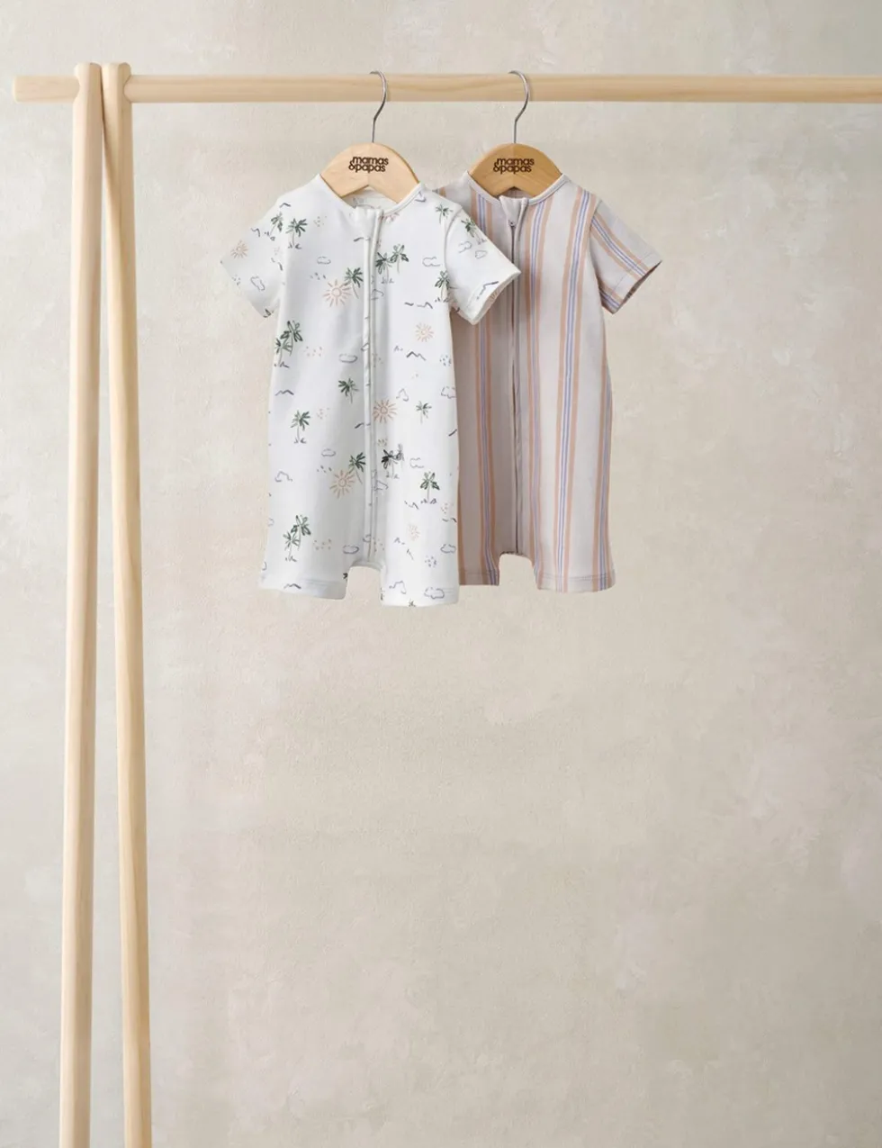 2 Pack Pure Cotton Printed Zip Rompers (0-18 Months)