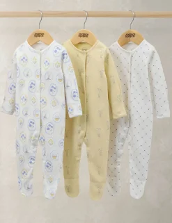 3 Pack Pure Cotton Printed Sleepsuits (0-24 Mths)
