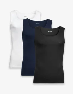 3 Pack Pure Cotton Ribbed Tank Tops